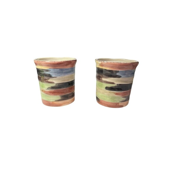 Tabletops Lifestyles Coffee Mug Calvia Hand Painted Multicolor 16 oz Set Of 2 - Picture 5 of 11